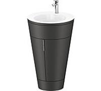 Duravit Starck 1, set c-bonded S19513O10580000 poignée chromée, céramique blanc mat, sur pied graphite satiné mat, 864 x 560 x 605 mm