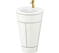 Duravit Starck 1, set c-bonded S19513O34360010 poignée or, céramique blanc mat, éclairage intérieur, sur pied blanc soie mat, 864 x 560 x 605 mm