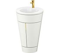 Duravit Starck 1, set c-bonded S19513O34390010 poignée or, céramique blanc mat, éclairage intérieur, sur pied Nordic blanc soie mat, 864 x 560 x 605 mm