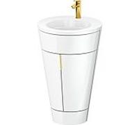 Duravit Starck 1, set c-bonded S19513O34850010 poignée or, céramique blanc mat, éclairage intérieur, sur pied blanc brillant, 864 x 560 x 605 mm