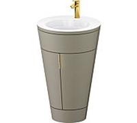 Duravit Starck 1, set c-bonded S19513O34920010 poignée or, céramique blanc mat, éclairage intérieur, sur pied gris pierre satiné mat, 864 x 560 x 605 mm