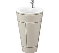 Duravit Starck 1, set c-bonded S19513O70600000 poignée acier inoxydable, céramique blanc mat, sur pied taupe soie mat, 864 x 560 x 605 mm