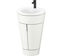 Duravit Starck 1 c-bonded Ensemble au sol, rond, 560x864x605mm, lavabos blanc ultra-brillant, poignée noir diamant, S19513OBD360000, Couleur: Laque mate en soie blanche