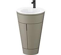 Duravit Starck 1, set c-bonded S19513OBD920000 poignée noir diamant, céramique blanc mat, sur pied, gris pierre satiné mat, 864 x 560 x 605 mm