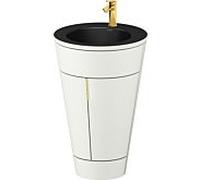 Duravit Starck 1, set c-bonded S19514O34390010 poignée or, céramique noir mat, éclairage intérieur, sur pied, blanc nordique satiné mat, 864 x 560 x 605 mm