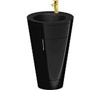 Duravit Starck 1, set c-bonded S19514O34400010 poignée or, céramique noir mat, éclairage intérieur, sur pied, noir brillant, 864 x 560 x 605 mm