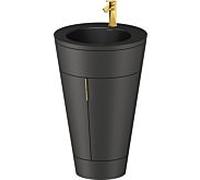 Duravit Starck 1, set c-bonded S19514O34580010 poignée or, céramique noir mat, éclairage intérieur, sur pied, graphite satiné mat, 864 x 560 x 605 mm