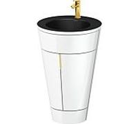 Duravit Starck 1, set c-bonded S19514O34850010 poignée or, céramique noir mat, éclairage intérieur, sur pied, blanc brillant, 864 x 560 x 605 mm