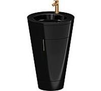 Duravit Starck 1, set c-bonded S19515O04400010 poignée bronze, céramique noir mat, éclairage intérieur, sur pied, noir brillant, 864 x 560 x 605 mm