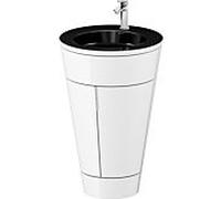 Duravit Starck 1, set c-bonded S19515O10850010 poignée chromée, céramique noir mat, éclairage intérieur, sur pied, blanc brillant, 864 x 560 x 605 mm