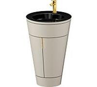 Duravit Starck 1, set c-bonded S19515O34600010 poignée or, céramique noir mat, éclairage intérieur, sur pied, taupe soie mat, 864 x 560 x 605 mm