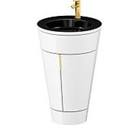 Duravit Starck 1, set c-bonded S19515O34850010 poignée or, céramique noir mat, éclairage intérieur, sur pied, blanc brillant, 864 x 560 x 605 mm