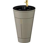 Duravit Starck 1, set c-bonded S19515O34920000 poignée or, céramique noir mat, sur pied, gris pierre satiné mat, 864 x 560 x 605 mm