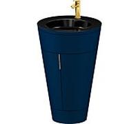 Duravit Starck 1, set c-bonded S19515O34980000 poignée or, céramique noir mat, sur pied, bleu nuit satiné mat, 864 x 560 x 605 mm