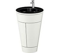 Duravit Starck 1, set c-bonded S19515O70390000 poignée acier inoxydable, céramique noir mat, sur pied, blanc nordique satiné mat, 864 x 560 x 605 mm