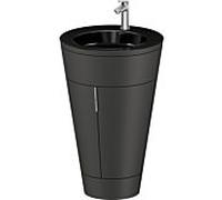 Duravit Starck 1, set c-bonded S19515O70580010 poignée acier inoxydable, céramique noir mat, éclairage intérieur, sur pied, graphite satiné mat, 864 x 560 x 605 mm