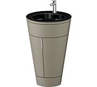 Duravit Starck 1, set c-bonded S19515O70920010 poignée acier inoxydable, céramique noir mat, éclairage intérieur, sur pied, gris pierre satiné mat, 864 x 560 x 605 mm