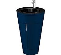 Duravit Starck 1, set c-bonded S19515O70980010 poignée acier inoxydable, céramique noir mat, éclairage intérieur, sur pied, bleu nuit satiné mat, 864 x 560 x 605 mm