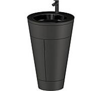 Duravit Starck 1, set c-bonded S19515OBD580010 poignée noir diamant, céramique noir mat, éclairage intérieur, sur pied, graphite satiné mat, 864 x 560 x 605 mm