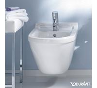 Duravit Starck 3 mur Bidet 2280150000 36,5x54cm, avec trou pour robinetterie, trop-plein, banque de trous pour robinetterie, blanc
