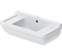 Duravit Starck 3 lave-mains, 500x260mm, avec trop-plein, 2 trous de robinetterie prépercés à gauche et à droite, 07515000001, Couleur: Blanc avec Wondergliss