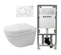 Duravit Starck 3 Pack WC avec bâti-support Geberit et abattant softclose Saniclass plaque de commande sigma01 blanc SW729015/0701131/0700518/ga69956/
