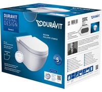 Duravit Starck 3 SET WC suspendu Rimless (sans rebord) y compris abattant à descente progressive, blanc, 45270900A11, Couleur: Blanc avec Wondergliss