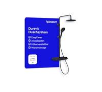 Duravit Système de douche avec 3 types de jet (Rain, Pulse, Mono), pommeau de douche d'angle réglable, facile à nettoyer, avec thermostat, noir mat