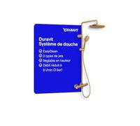 Duravit système de douche, pomme de douche à 3 types de jets, bronze brossé | Pomme de douche à angle réglable, ensemble de douche facile à nettoyer, débit réduit à 9 l/min (3 bars)