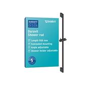 Duravit Universal Barre de douche, avec support de douchette réglable en hauteur, barre de douche variable (900 mm), noir mat
