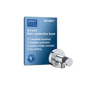 Duravit Universal Coude de raccordement mural, raccord de tuyau support de douche inclus, support de douchette inclus, Coude de raccordement de douche avec cache mural rond, rosace ronde, chromé