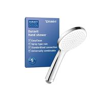 Duravit Universal pommeau de douche, pomme de douche avec jet Rain, Tête de douche ronde (Ø 110 mm), facile à nettoyer, chromé/blanc