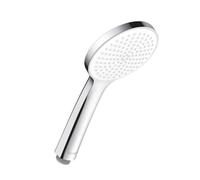Duravit Universal pommeau de douche, pomme de douche avec jet Rain, Tête de douche ronde (Ø 110 mm), avec fonction MinusFlow permettant d'économiser l'eau, facile à nettoyer, chromé/blanc