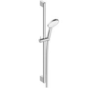 Duravit Universal Système de douche, avec 3 types de jets (Rain, Intense Rain, Soft Rain), Barre de douche (700 mm) avec hauteur réglable pommeau de douche, avec protection anti-torsion, chromé/blanc