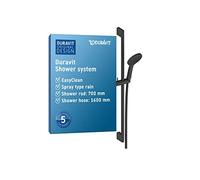 Duravit Universal Système de douche, set de douche avec jet Rain, Barre de douche (700 mm) avec hauteur réglable pommeau de douche, Flexible de douche avec protection anti-torsion, noir mat
