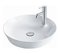 Duravit vasque à poser Cape Cod 23284832001 Ø 48 cm, avec trou pour robinetterie, sans trop-plein, avec îlot pour robinetterie, blanc satiné WonderGliss