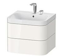 Duravit vasque à poser Happy D.2 Plus HP4345E2222 57,5 x 49 cm, 2 trous pour robinetterie, blanc brillant, 2 tiroirs
