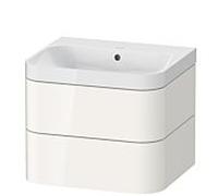 Duravit Vasque à poser Happy D.2 Plus HP4345N2222 57,5 x 49 cm sans trou, blanc brillant, 2 tiroirs