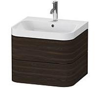 Duravit vasque à poser Happy D.2 Plus HP4345O6969 57,5 x 49 cm, trou pour robinetterie 2000 , noyer brossé, 2 tiroirs