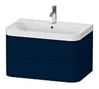 Duravit vasque à poser Happy D.2 Plus HP4347O9898 77,5 x 49 cm, trou pour robinetterie 2000 , finition satinée bleu nuit, 2 tiroirs