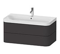 Duravit vasque à poser Happy D.2 Plus HP4348O8080 97,5 x 49 cm, trou pour robinetterie 2000 , graphite super mat, 2 tiroirs