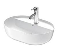 Duravit vasque à poser Luv 03805026001 50x40cm, sol, trou pour 2000 , sans trop-plein, avec rangée de trous pour robinetterie, blanc / blanc WonderGliss