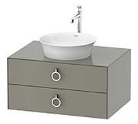 Duravit -vasque Tulip blanc WT499009292 80 x 55 cm, gris pierre satiné satiné, suspendu, 2 tiroirs avec poignée, plaque console 2000