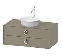 Duravit -vasque Tulip blanc WT49910H2H2 100 x 55 cm, gris pierre brillant, suspendu, 2 tiroirs avec poignée, plaque console 2000