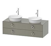 Duravit -vasque White Tulip WT4993B9292 130 x 55 cm, gris pierre satiné satiné, suspendu, 2 tiroirs avec poignées, vasque des deux côtés