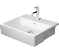 Duravit Vero Air lavabo semi-encastré 55x47cm, avec trop-plein, avec banc de robinetterie, sans trou de robinet, pour montage dans consoles en bois, 03825500601, Couleur: Blanc avec Wondergliss