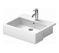 Duravit Vero lavabo semi-encastré 0314550000 55x47cm, avec trou pour robinetterie, trop-plein, rangée de trous pour robinetterie, blanc