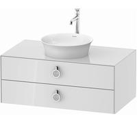 Duravit Meuble sous-vasque Tulip blanc WT499108585 100 x 55 cm, Weiß Hochglanz , suspendu, 2 tiroirs avec poignée, plaque console 2000