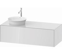 Duravit Meuble sous-vasque Tulip blanc WT4977L8585 130 x 55 cm, Weiß Hochglanz , 2000 , coulissant 2000 , plaque console match2, vasque à gauche