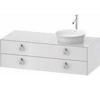 Duravit Meuble sous-lavabo White Tulip WT4992R8585 130 x 55 cm, Weiß Hochglanz , suspendu, 2 tiroirs avec poignées, vasque à droite